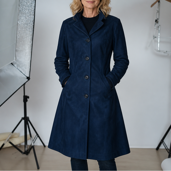 Serena | Suedette Longline Button-Front Trench Coat - Image 5