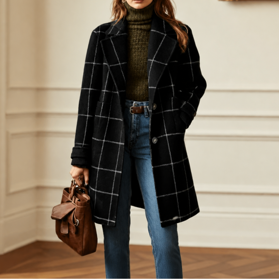 Delphine | Oversized Plaid Two-Button Wool-Look Coat - Image 5