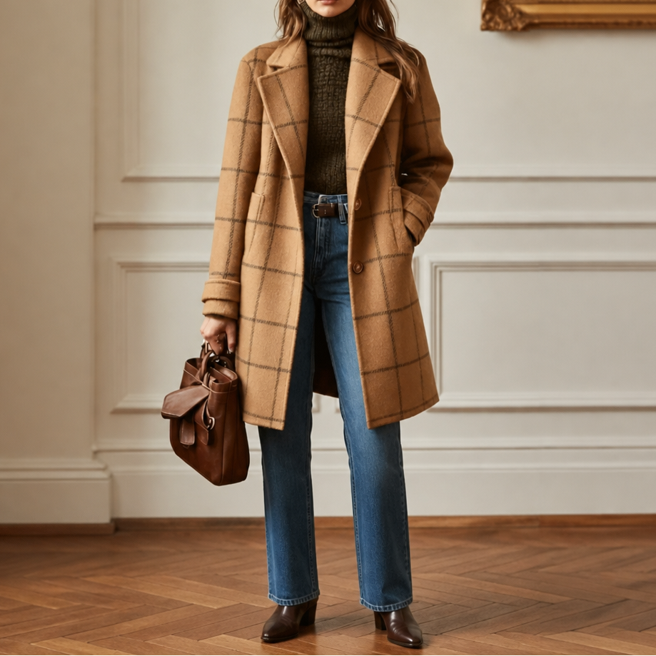 Delphine | Oversized Plaid Two-Button Wool-Look Coat - Image 6
