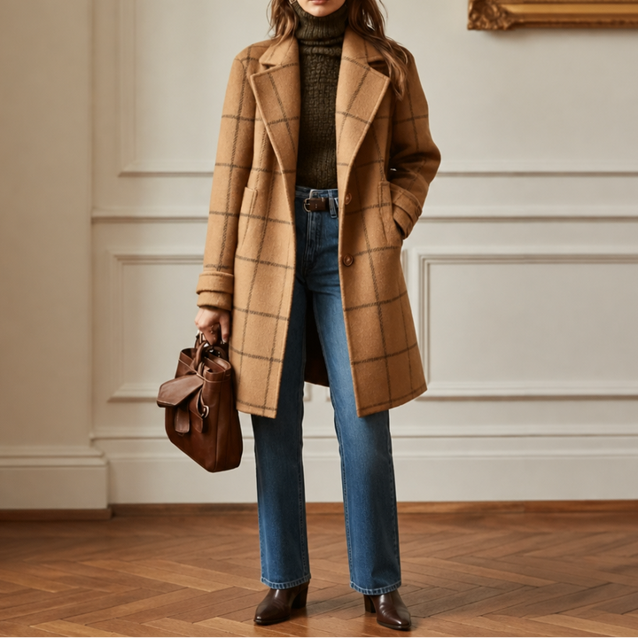 Delphine | Oversized Plaid Two-Button Wool-Look Coat - Image 6