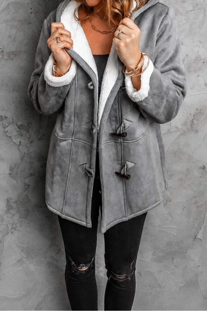 Genevieve | Hooded Faux-Suede Plush-Lined Toggle Coat - Image 8